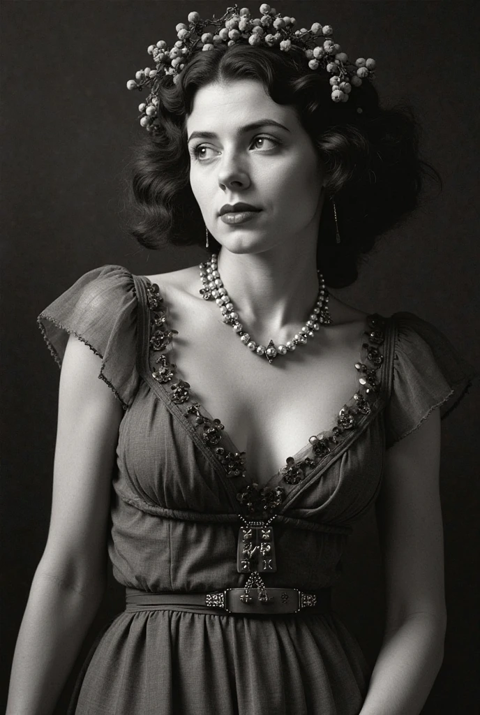 vintage tintype photograph, white ectoplasm excretes from the nostrils of a haunting woman on chaise lounge, gossamer mist floats behind her, black eyes full of fear, medium, ghostly and somber in the exquisite New Orleans room she's in