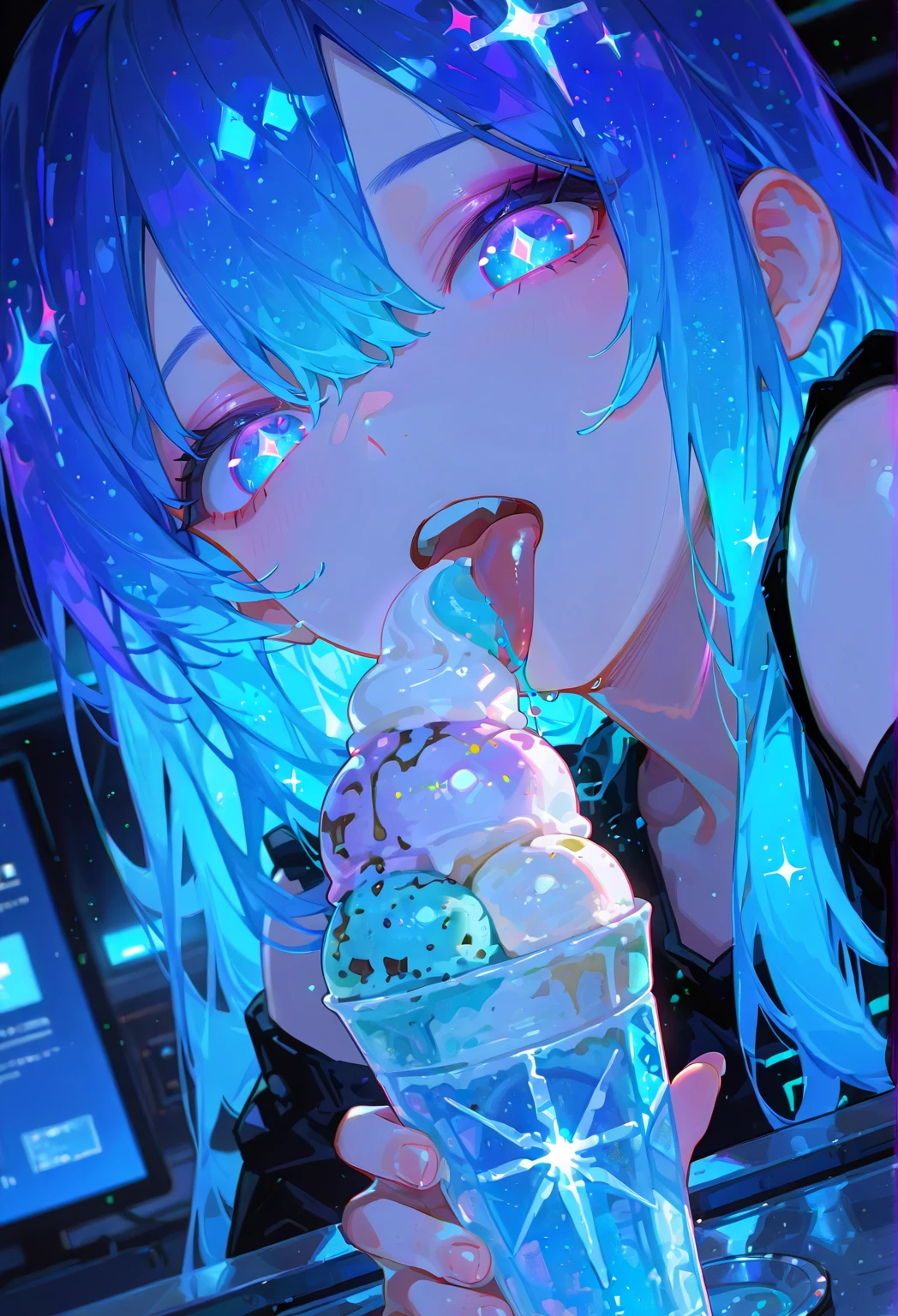 a small cute anime girl, vomiting the cosmic space, vomiting the cosmos, 1girl, beautiful detailed eyes, beautiful detailed lips, extremely detailed face, long eyelashes, solo, anime, kawaii, vivid colors, detailed vomit, outer space, nebula, galaxy, celestial, ( best quality, 4k, 8k, highres, masterpiece:1.2), ultra-detailed, (realistic, photorealistic, photo-realistic:1.37), HDR, UHD, studio lighting, ultra-fine painting, sharp focus, physically-based rendering, extreme detail description, professional, vivid colors, bokeh