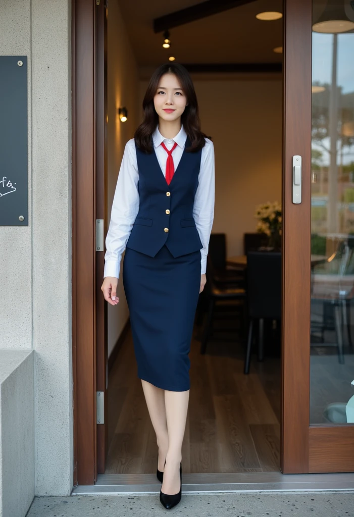 Portrait of beautiful 18 year old petite teen, redhair, gorgeous costumes, in a cotton dress, in doors, (Private Office, optic: 1.2)