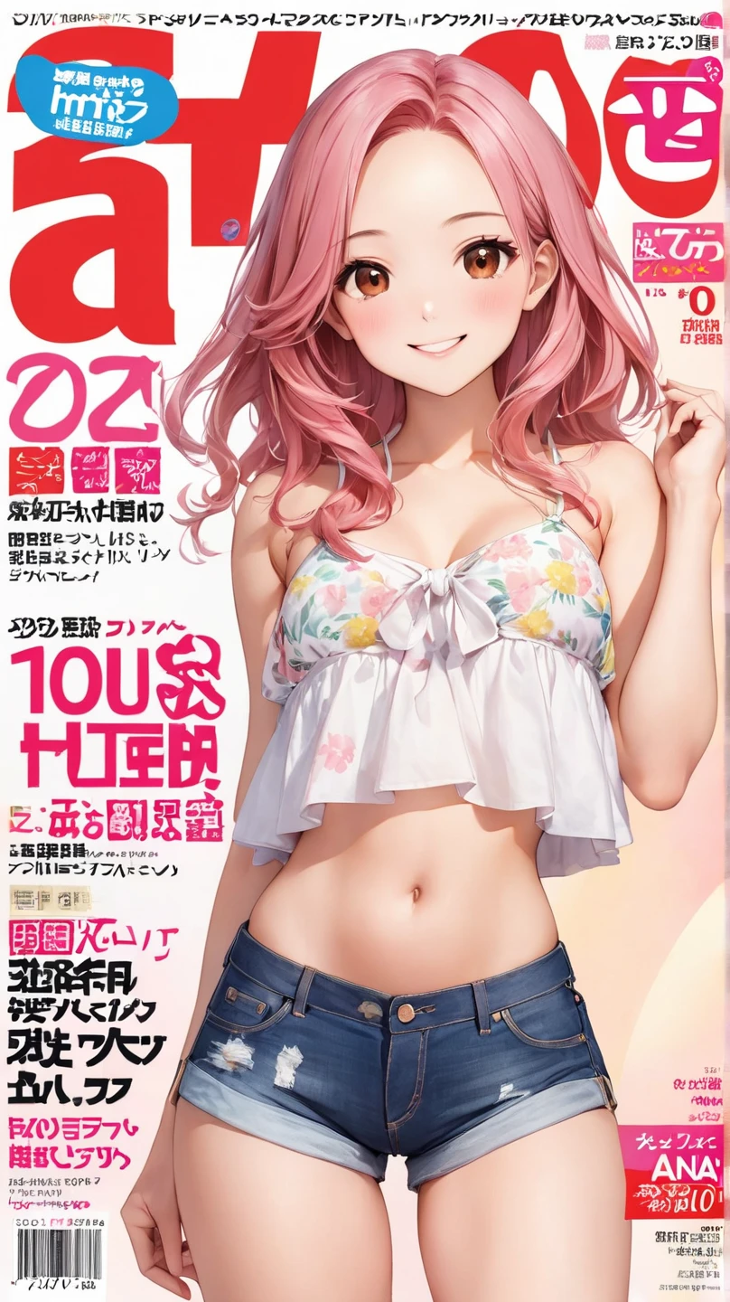 (((masterpiece))) ((( background : Magazine Cover : high quality : detailed ))) ((( character : Ryu Soo-jung : Healthy Body : Small breasts : Smooth pinkish blonde hair : Modeling clothes : Captivating look : Sexy pose armpit )))