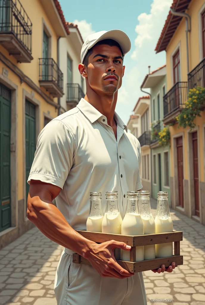 Young handsome cute white skin smooth skinny beautiful face shirtless Bringing water from an artecian well with a handmade jug