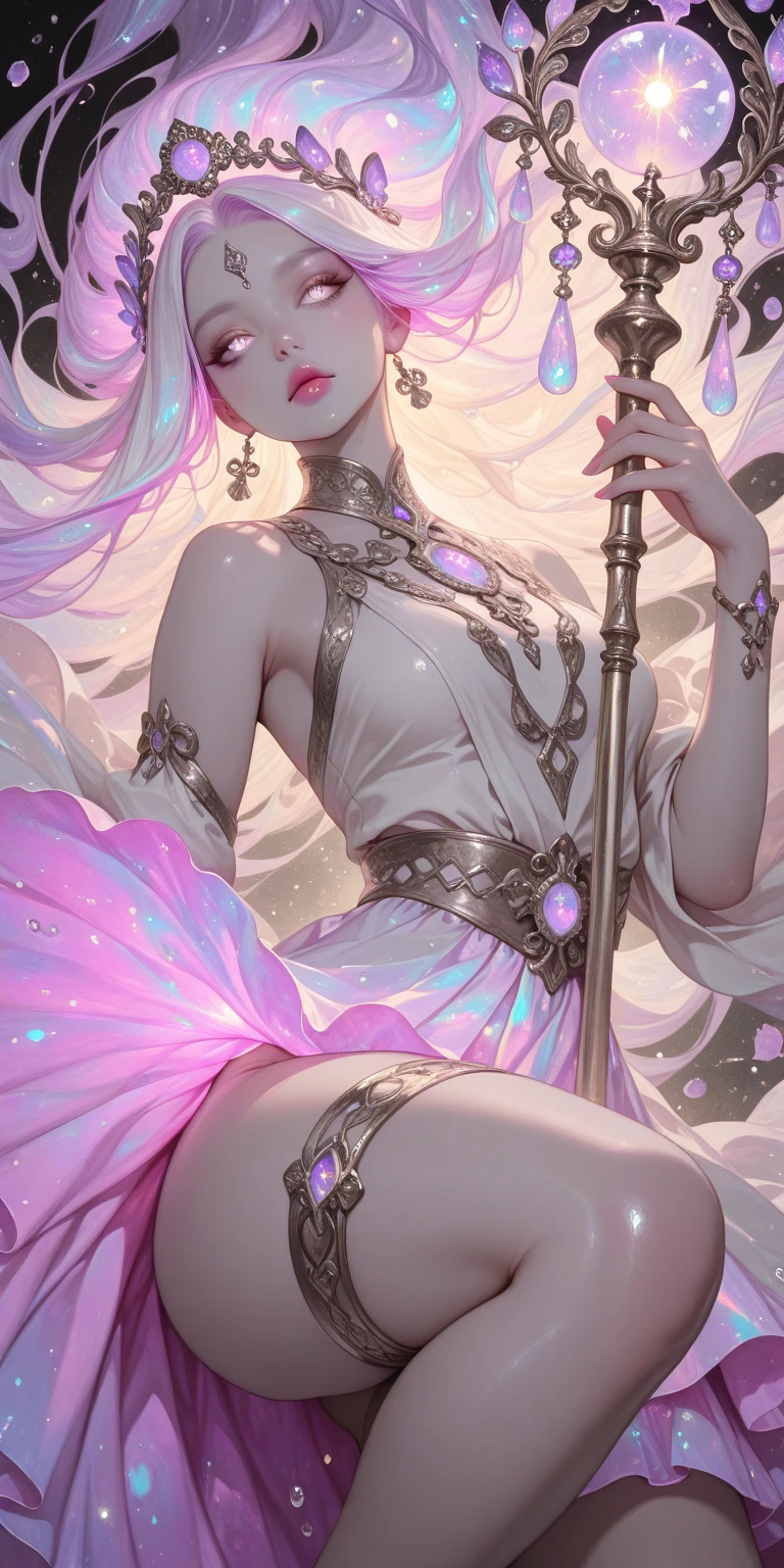 (((Two people))), A boy with a purple and white gradient double braid long ponytail、cool、personality、Brave girl, style by Yuumei, high resolution, 8k very aesthetic, mesmerise celestial fireworks starry sky, floral atmosphere, vibrant godray effect on a realistic, hyperdetailed vibrant glowing petal, luminous foliage, dreamlike wonderland-garden naughty butterflies slutty inspired by Yuumei huge busy extremely detailed scene, best quality