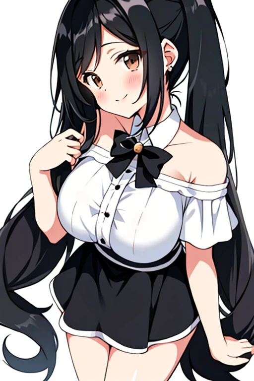Long straight black hair。
Bangs。She has a ponytail and a white ribbon tied in her hair.。The eyes are a bluish black。
They have a relaxed expression.。Maternal expression。
Mom。
The breasts are quite large、Her face is too big。
Her butt is so big it's about to burst.。
Miko costume。