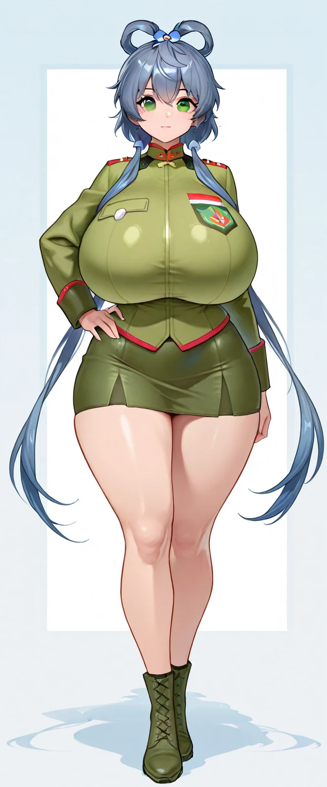 One Girl,{Knee-high socks}、(((Wide Hips)))、 (((Thick thighs)))、((Big Ass))、(Big Breasts) Embarrassed look,Short Stack、whole body、Sexy pose、Sleeveless Keyhole Neck、Pleated mini skirt