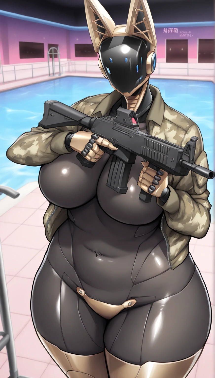 Slime girl, (slime), Slime hair Double buns hair style, Pumpkin Orange, weapon belt, Masterpiece, Best Quality, gigantic breasts, slime girl, slime girl, purple hair, lavender hair, yellow clothes, weapon belt around waistline, rifle, long rifle, AR-15 Rifle, assault rifle, exposed yellow bra, yellow clothing, wearing yellow clothing, fully body view, tight yellow dress, Rifle in hand, mature woman, gorgeous, perverted, sexy, yellow dress, exposed chest, exposed bra, exposed breast, black boots/heels, gold bracelets around wrist, holding rifle, aiming with rifle, tactical stance, tactical gear, sweaty body, long legs, tall woman, lustful yellow eyes, yellow lingerie