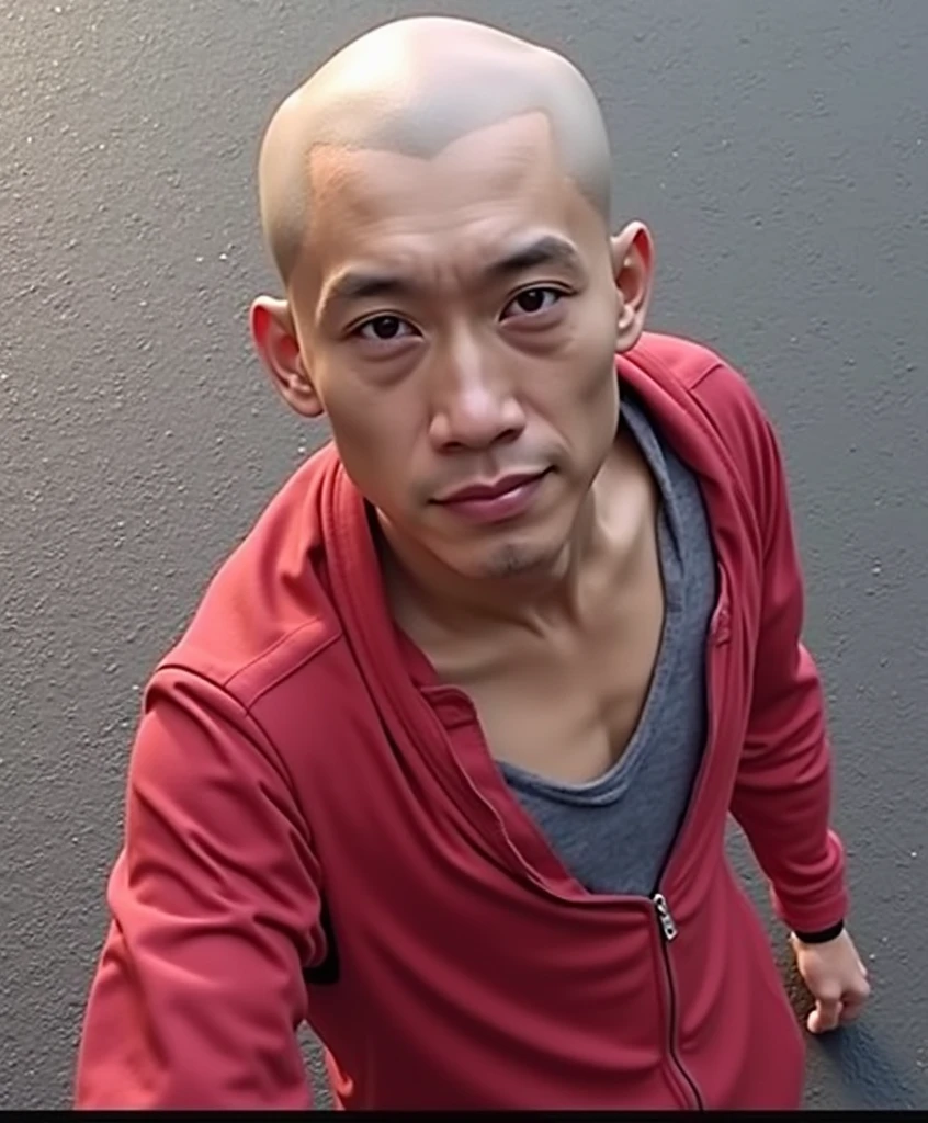 Japanese men、13 years old、Basketball Man、Muscles and smooth skin、Red shaved head、Relaxed and friendly smile、Tight boxer briefs、The whole body is visible from toes to head、locker room、
