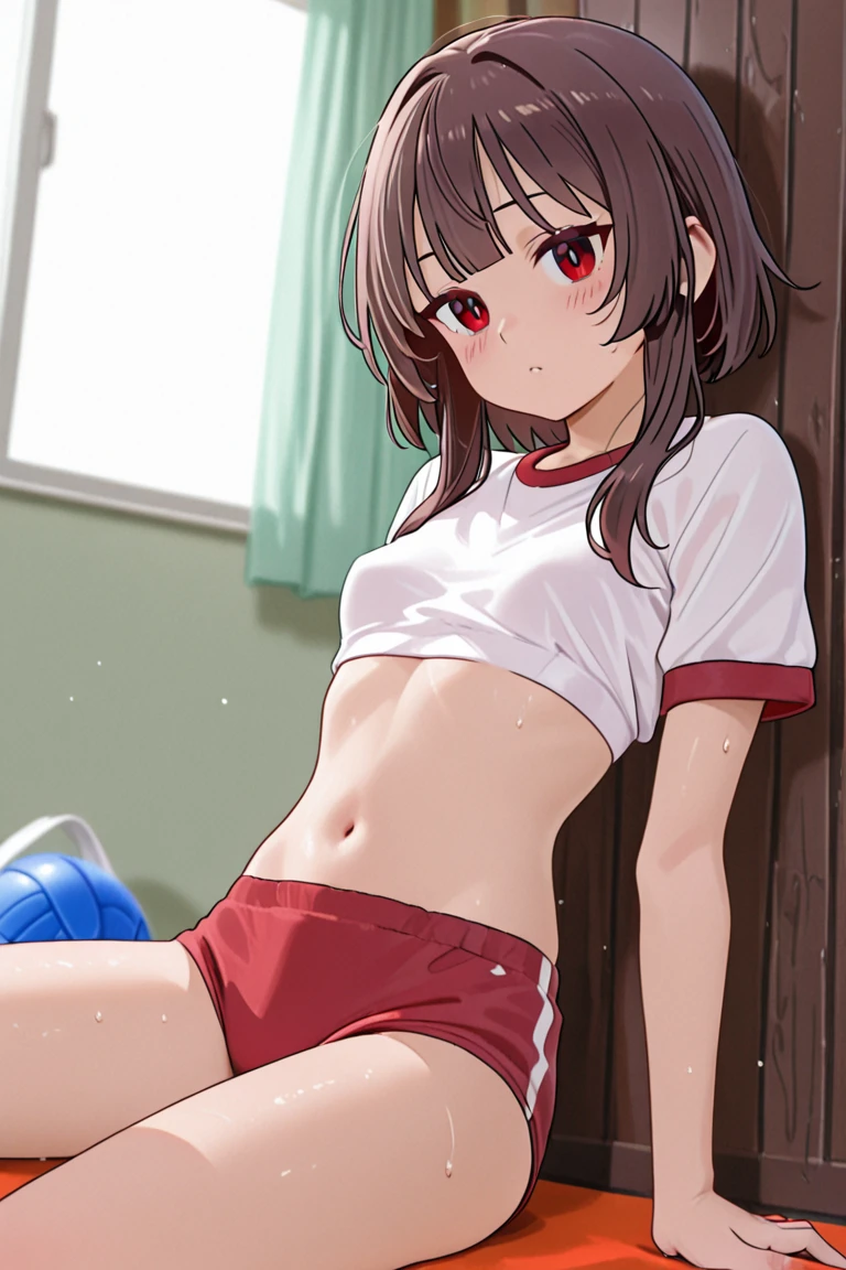 {{{masterpiece}}}, {{{best quality}}}, , {NSFW:1.2},、cute 、((hand in panties、masturbation))、Teenager woman、(18-year-old、brown hair、ponytail、cheerleader、cheerleader、belly button、side、steam、blush:1.5))high quality、、With background((locker room、Lights went out、storeroom))、elaborate design、visual art、high contract、best lighting、most detailed、cinematic angle、perfect lighting、Perfect dissection、 anime style、official art