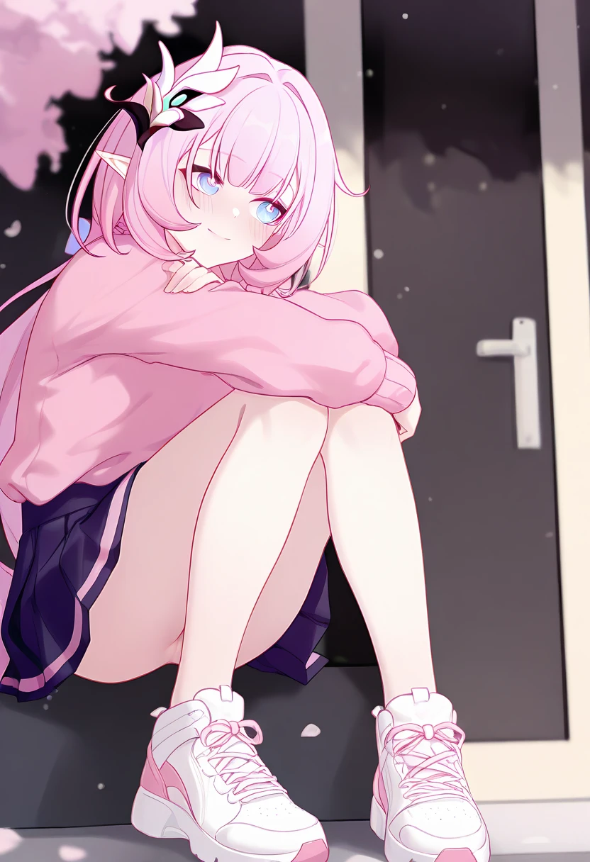 garter belt,Pink ,Big breegs spread,High Resolution 1girl Ahoge Bobby_pin bow bowtie braid brOwn_目s collared_shirt dojikko_Temporarily stop_shirt frilled_shirt_Color Free Joint_skirt frills hair_bow hair_ornament hairpin hand_in addition_Own_head, heart, heart_hair_Decorative hood_jacket jacket lin additiong_Pentagon Pink_hair plaid plaid_Ribbon Check_Pleated skirt_skirt shirt shoelaces shoes simple_background sitting skirt solo star_(symbol) twin_Braided Warisa White_Background Airport Airport Airport_Knee socks, whole body