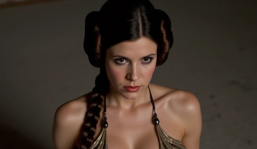 Carrie Fisher, Slave Leia costume, облизывает кнут, ситх