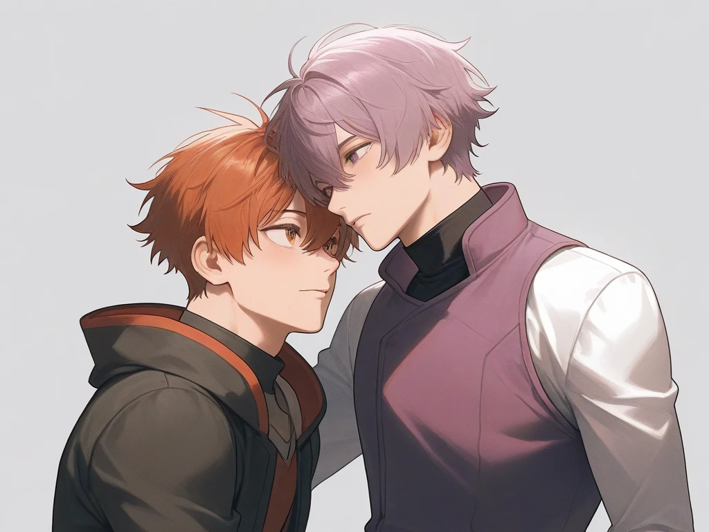 dois personagens masculinos, one with short white hair and the other with red hair pulled back in a desert facing each other with serious looks, where with a quick movement of hands, two characters shouting domain expansion create, two different plains, para cada um dos lados. de um lado, a plain of ice and snow, de outro, a plain of magma and fire.