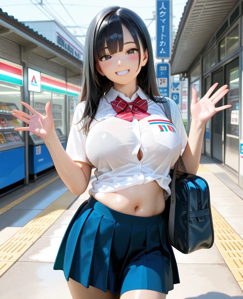 (((Attention to details,Attention to detail、masterpiece,Attention to detail))), Japanese , Beautiful school girl,Young and cute gravure idol, When to wear a long-sleeved knit, Young Sensual Gravure Idol, Young Gravure Idol, A high school girl who is beautiful and innocent when she smiles,My whole body is wet,Dripping,Blushing,Beautiful girl with beautiful legs,Beautiful woman natural light、Beautiful thighs、Young face,too short pleated skirt,semi-long,Perm,Brown shiny hair,Wet hair,Dripping water,Dripping,Make a troubled face,Sailor suit、((A girl who loves to show off her panties))、(Show me your pants:1.35,Show your teeth in embarrassment and smile),photorealistic, mix4,presenting cum on panties, SEE THROUGH panties, holding, holding panties,holding panties, presenting panties
