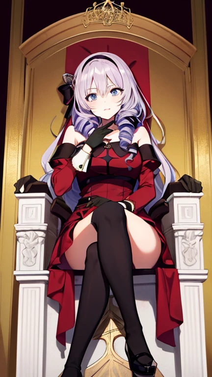 (score_9:1.3), (score_8_up:1.3), (score_7_up:1.3), source_anime, BREAK,
1girl, shalltear sitting on a throne, crossed legs, long hair, ponytail, red eyes, evil smile, evil grin, frilled dress, black dress, bow, vampire, white pantyhose, toes,
indoors, dark castle, night, looking at viewer, view from below, feet focus,
[refraction|caustics|rim lights|backlighting|bloom]   