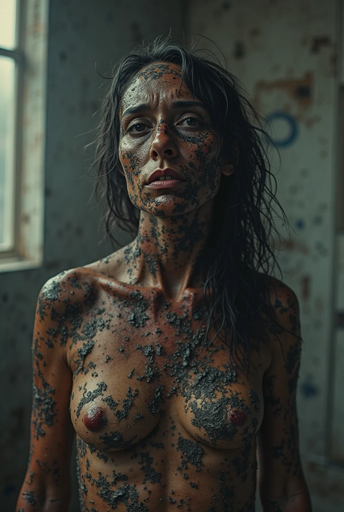 masterpiece inspired by Hellraiser, H. P. Lovecraft and Evil Dead 2013, realistic full body ((hard body pierced)) photography of two young evil zombie skinny female, without clothes slim skinny young two evil zombie female with hard body pierced ((two nude young slim skinny young evil zombie female, full body pierced)), decomposing, out dark-black liquid from decomposing body, 12k definition, full body of two beautiful cute young skinny nude creepy scary evil zombie female psycho monster bat young girl with sparkly translucent pale ghostly dark evil zombie skin cuddling close without clothes decaying black-blue liquid body with piercing, very intricate scary facepaint bodypaint full pierced with dark liquid out, detailed bright ghostly dark liquid out from eyes, freaky shiny evil zombie skinny emo, light blue and light green dark hair, and evil scary wicked grin-blue, dark shadowy scene in very spooky haunted house, ultra-detailed, ((dark art)), horror swamp, full body view, head to toe, UHD