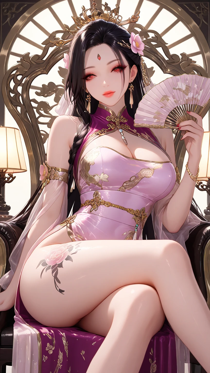masterpiece, (pink kimono), seductive face, good lighting, low-cut, fine details, masterpiece, girl, black hair, gag, Nezuko Kamado, old twon,night time,moon,masterpiece, best quality, POV, wide hips, desnuda