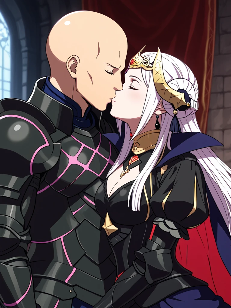masterpiece, best quality, 2 cat eared girls, (kiss:1.4), blush on their face, (groping), female knight armored, hand on chest, girl, touching breast, (full body:0.6), standing and hugging each other.