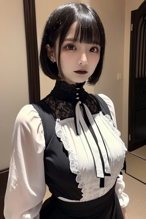 Woman walking in office hall, on a spoonful of alcohol, white walls, Gray table, posters on the wall,
(((masutepiece))), ((Best Quality)), ((intricate-detail)), ((hyper realisitic)), absurd res, A MILF, Small face、27-year-old woman, Perspective, Highly detailed, Illustration, 1girl in,(), Perfect hands, Detailed fingers, Beautiful detailed eyes, Short hair, Brown eyes, vd, (business outfit:1.2), Blazer and slender lapel dress are the same color, Black leather tight skirt, Black Choker, earrings, Stockings, Detailed background, Bedroom, Perfect eyes, Seductive eyes, Looking at the viewer, from the front side、Angle from above、、1boy, 、Falachio、,  Woman sucking panis to the root、Angle from above