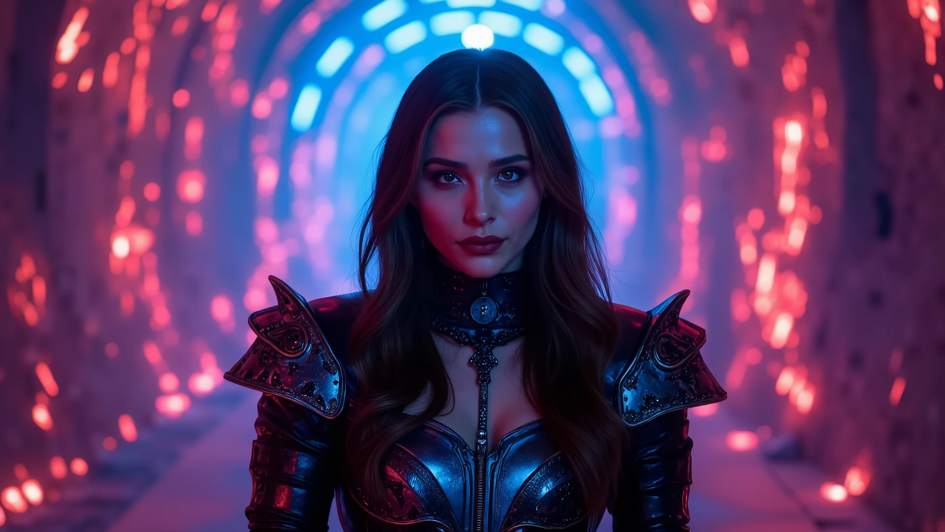 <lora:Melissa_Benoist:0.95> , <lora:rmadart3NoiseoffsetSD1_v10:2>, <lora:solarpunkai_v10:1> , sexual biomechanical hacker - shaman of the sisterhood of cables wearing cable - dress made of cables with biomechanical filigree, super haute couture highly detailed eye, focus on eyes and face, highly detailed lips, highly detailed skin, bokeh, lenseflare, by Emil Melmoth, Marcin Nagraba, Rebecca Millen, shot with Hasselblad X1D - 50c