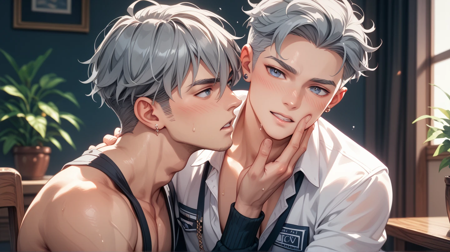 two 14 year old boys are in a bar at a party having a few drinks of liquor