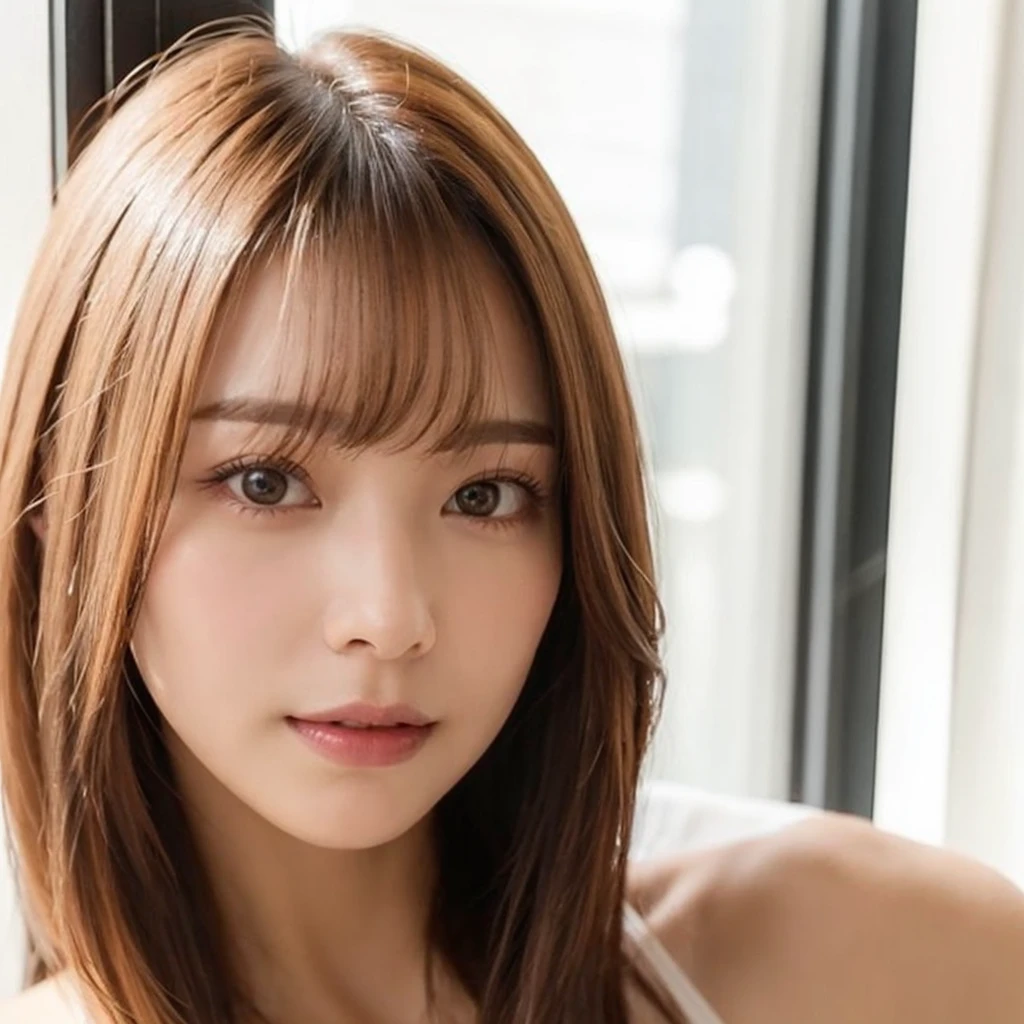 ((top-quality、8K、​masterpiece:1.3))、20 years girl、Slim Abs Beauty:1.3、(Hairstyles Brown Hair Shortcuts、Colossal tits)、doress:1.1、Super fine face、Delicat eyes、二重まぶた、A smile with shame、a luxury hotel room、Raw photo、Provocative very sexy poses