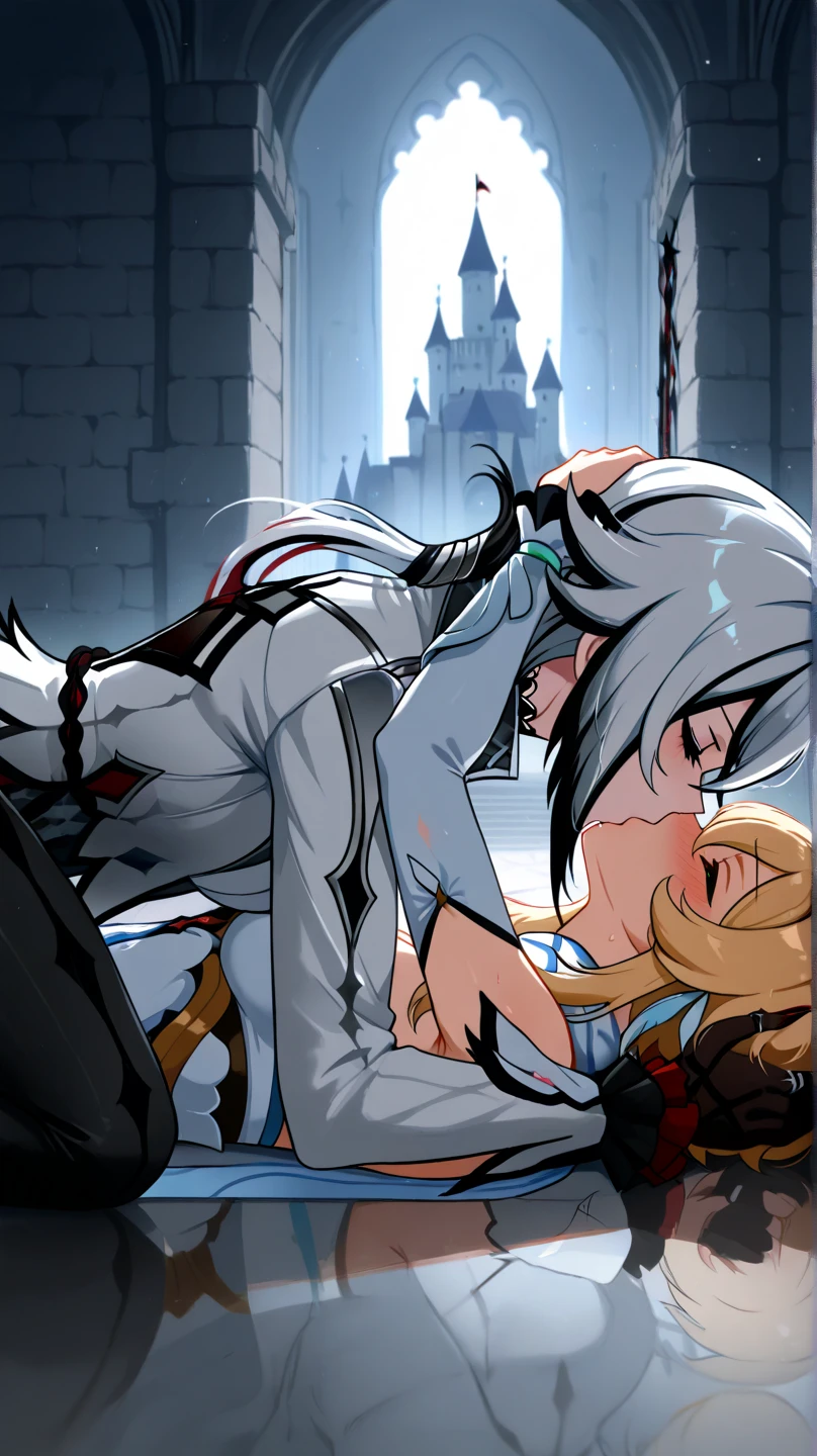 tied up naked Rei Ayanami from Neon Genesis Evangelion kissing shinji ikari, indoor pool, night, moon, rape, sexual intercourse, tied up, restrained, forced