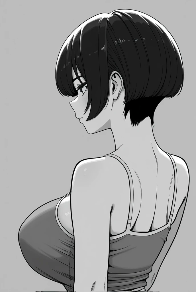 a drawing of a woman in a bikini and panties, shading study, half body portrait, mostly greyscale, pose study, halfbody portrait, digital sketch, quick sketch, rough sketch, stylized proportions, greyscale, thick outlines, art study of a body, mid body portrait, light study, back pose, thick outline, half-body portrait, soft outlines
