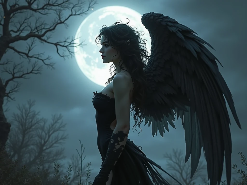 Fine matte painting, skeleton dark angel big wings haunted castle on drawing table full of knives, horror, spookiness, scary, secret horror, tentacles, vines, eyes, uncanny valley effect teeth, limbs, animals, blood moon