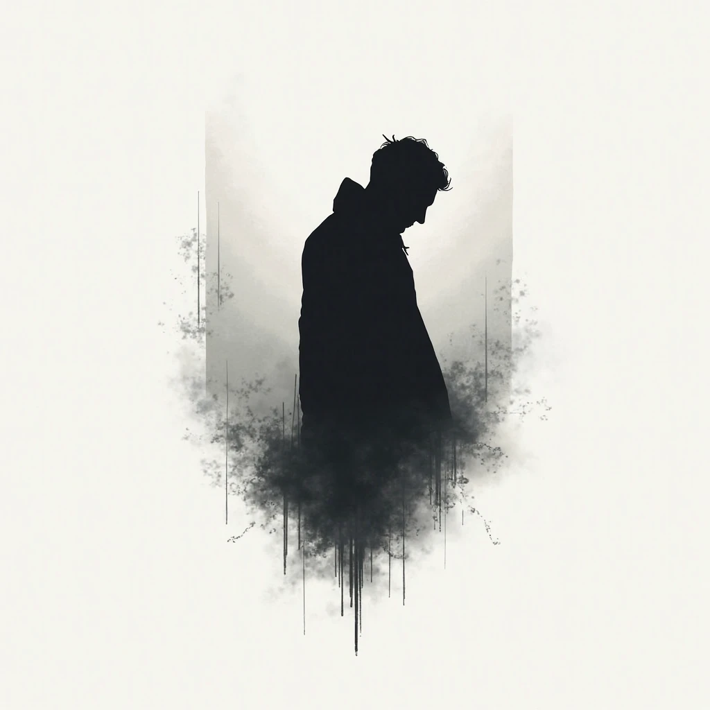 depressed man, abstract concept art