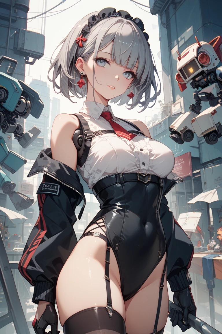 top-quality、Top image quality、masutepiece、s girl((18year old、transparent sears mini dress(Torn to the brim、Wet)、Black armor only on the shoulders、bust 80、Radiant hair、short-hair、Breasts wide open、Dignified、White beret、Condescending gaze、Full of wounds all over the body、Bloody all over the body、She is holding the hilt of a Japanese sword with her right hand、She has her crotch wide open、Holding a rifle in his left hand))hiquality、Background with((World of Japan、Destroyed cityscape))、gorgeous colors、Angle looking up from below、dynamic motion