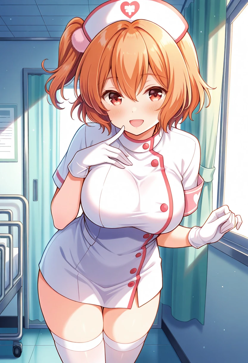 One Girl, alone, nurse, nurse cap, white, ((white legwear, zettai ryouiki)), white gloves, Very short hair, Orange Hair, smile, Open your mouth, Are standing, ((Hospital room)), Sharp contours, Short sleeve, tomboy, boyish, highest quality, masterpiece、 facial、Chest shot、Oral 、Vaginal,Sex,Excessive ,Spread the word the word,boy,Excessive ,Cum on body,Anal,Sex,Vaginal intercourse,Cum on tongue,Painful face、dissatisfaction,Breast milk,Ahegao,AnalSex,1boy,Spread the word,Uterus,Urethra、faint、Many people々々々々々、Excision of Uterus、Roll one'eye、run away、Attacked、Heart symbol、Uterus mouth、Fertilization, Glasses,Voice of the Heart,Browsing Caution,Breast milk