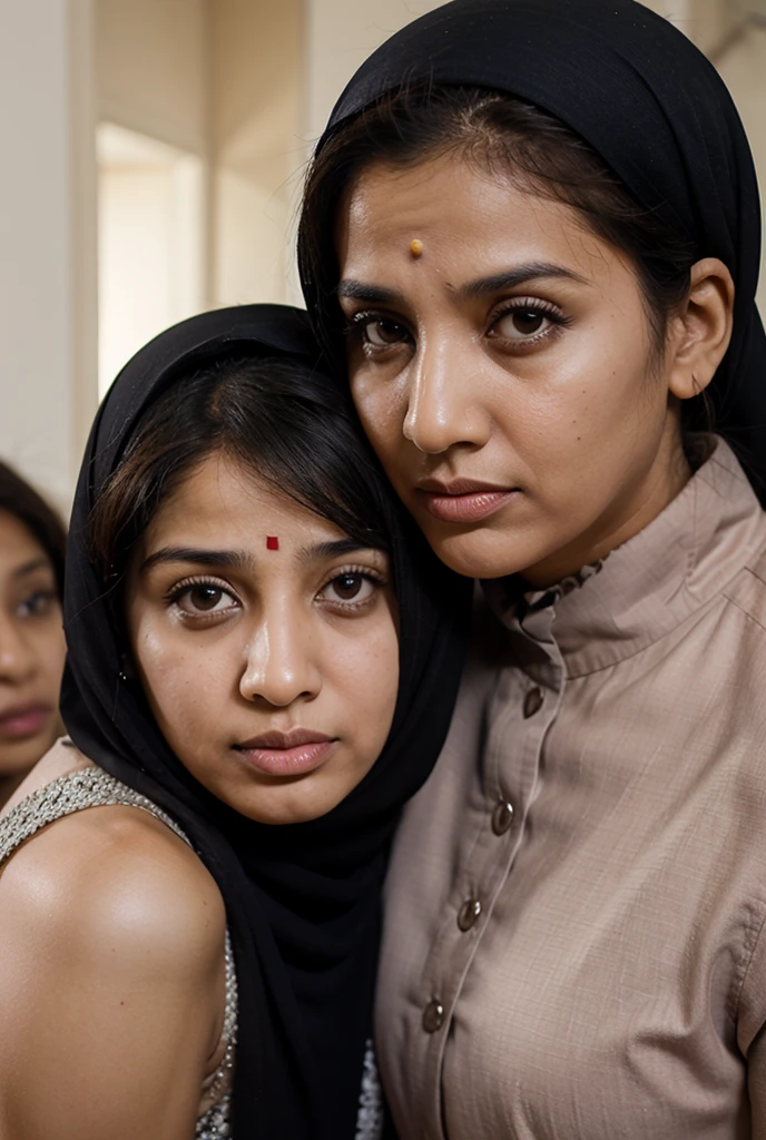 3 Pakistani sisters 18 years old with hijab sticking their buttholes out with visible anus at a dinner table