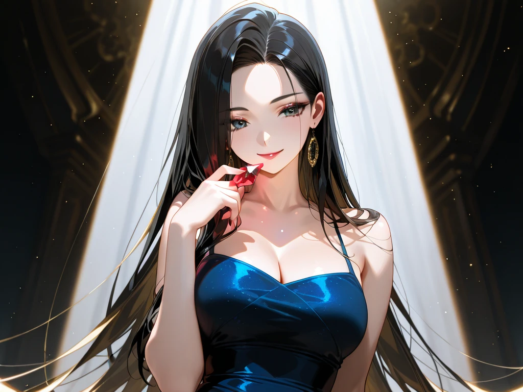 woman,20-year-old,,party venue,(((sexy silk dresses))),,closed mouth smile,((black hair)),blush,()