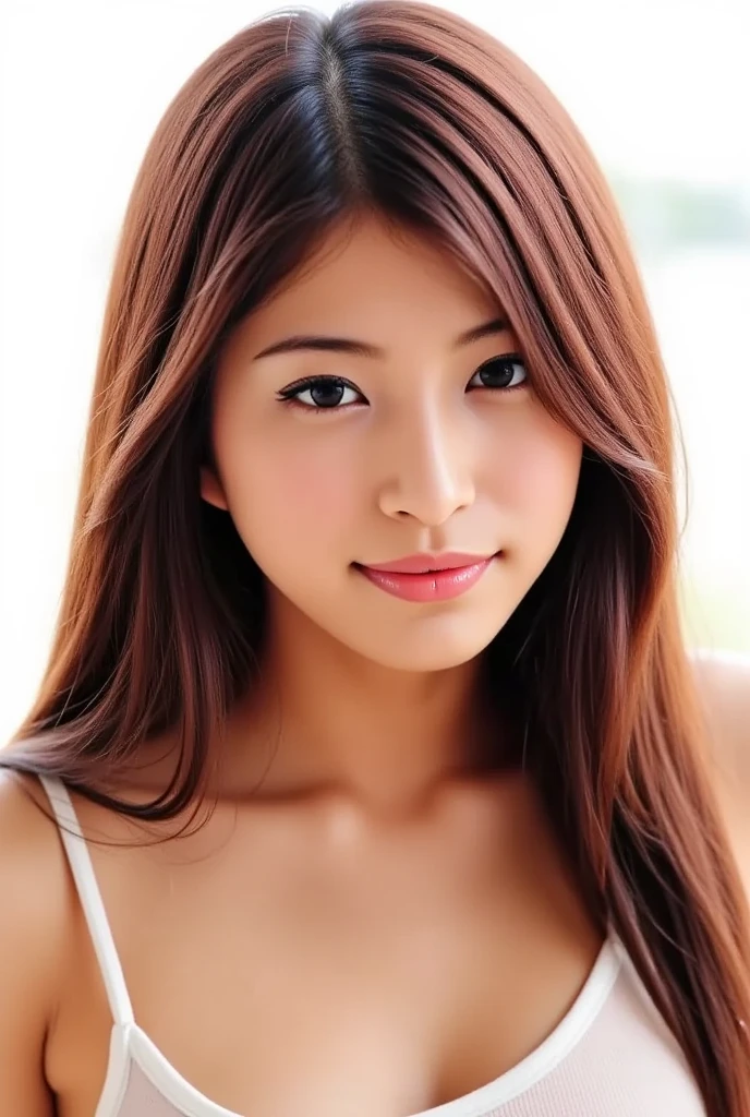 Busty anime girl sticking out her tongue