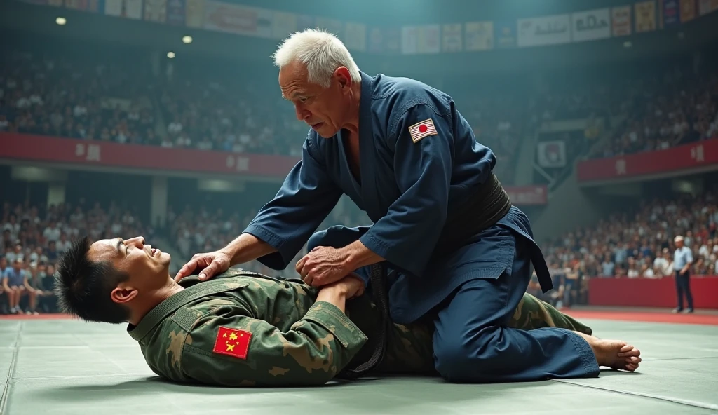 (male people),seventy years old,Strong build,(spread their legs),No clothing,(Red sexy panties),In old Japanese houses,On tatami,large bulge,The crotch faces the camera,The camera is focused on the crotch,High fidelity,Sexy action,Hands touching the crotch,Sexy action,Wear black socks,well-illuminated,Warm lighting