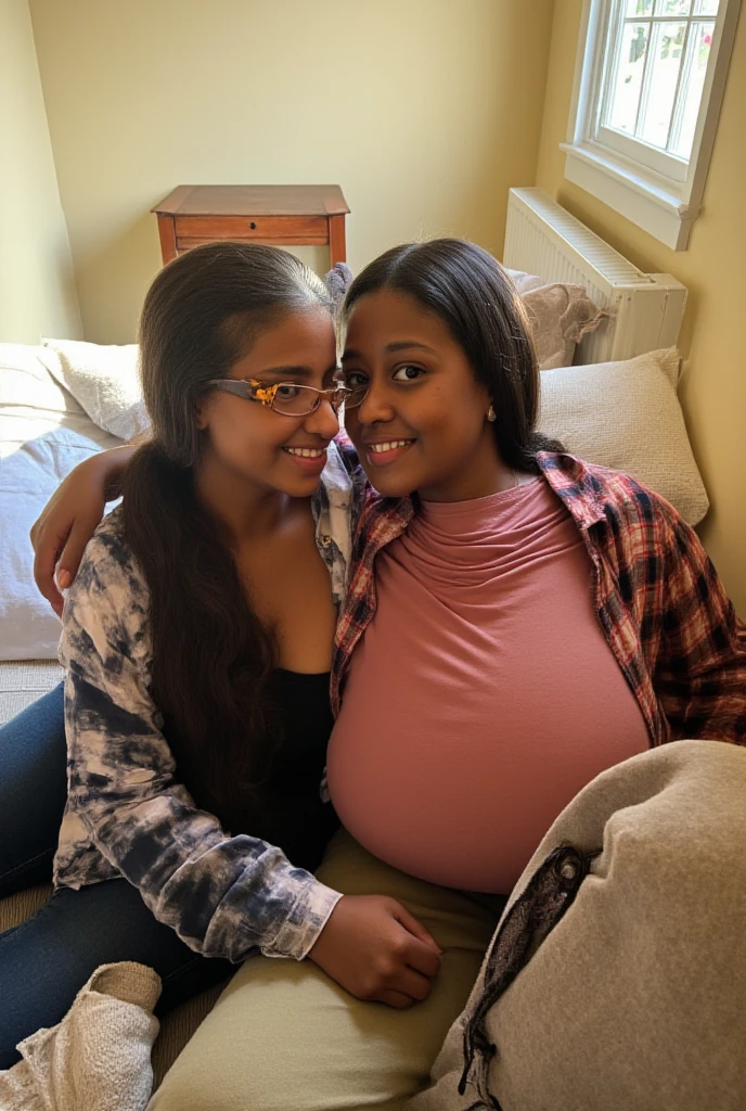 Big bimbo and a little black newborn baby