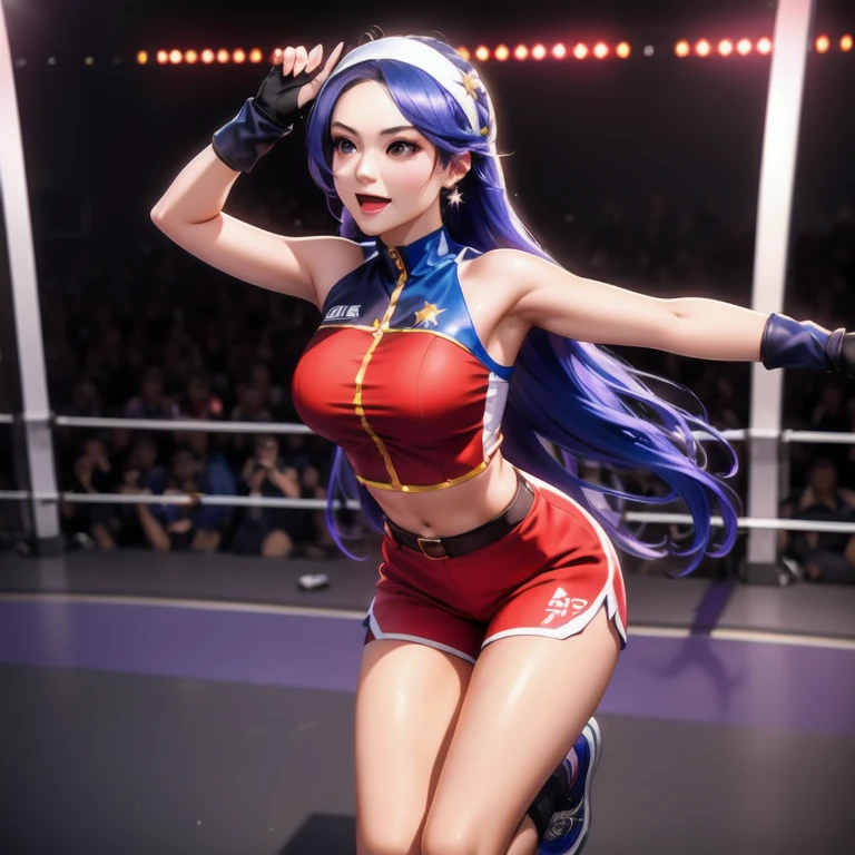 ((Unreal Engine 5)), Realistic Rendering, Excellent, (sexy skimpy bikini:1.3), looking on camera, (standing:1.8), beautiful face, makeup, CGImix, (photorealism:1.2), ultrarealistic uhd face, (huge soft boobs:1.5), (muscle abs:1.3), (big butt:1.3), (wide hips), (thick thighs), slim waist, hourglass figure, half body, ((glowing skin)), ((shiny skin)), Realistic body, ((she is sexy body)), ((clean skin)), photorealistic, bokeh, motion blur, masterpiece, highres, 1080P, super detail, textured skin. Boxing
