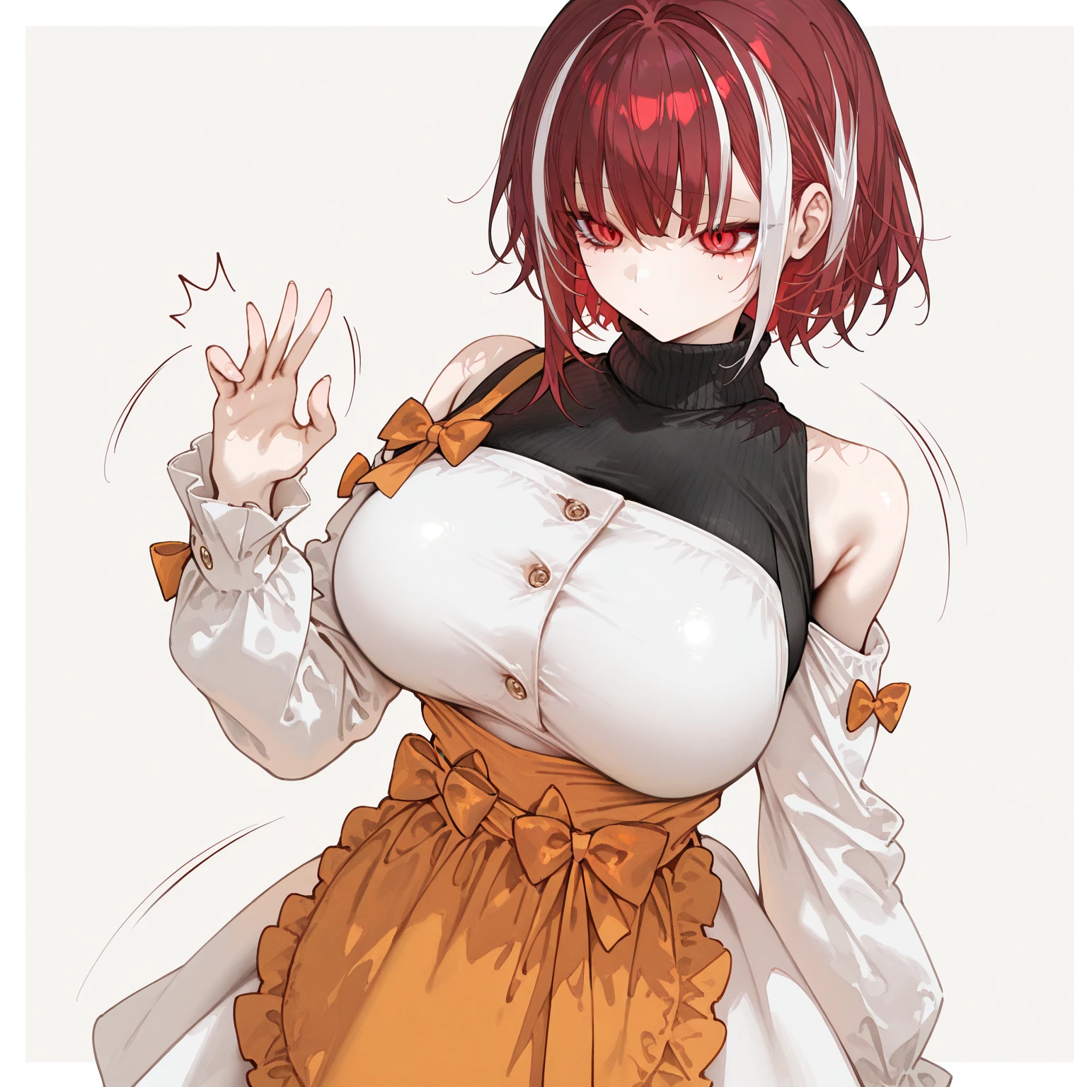 Red Hair, blank white skin furry, Queen White clothes, queen