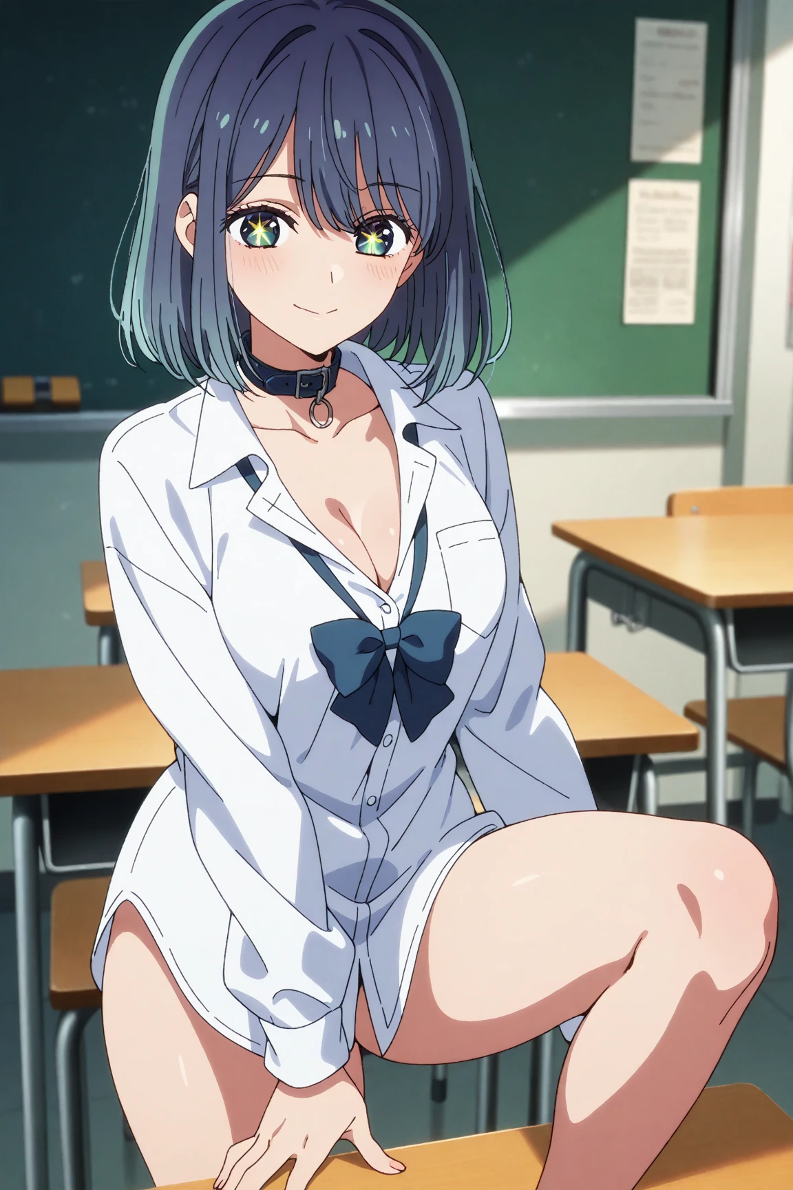 uploaded on e621, ((by itagaki_paru, by kenket, Ross Tran, ruan jia, zaush, foxovh, by Zackary911, by hyattlen, by teranen, by fumiko, by Pixelsketcher, by Bayard Wu, by Thomas Benjamin Kennington, by Einshelm, by Kilinah, by Coffeesoda, by Hioshiru, by fluff-kevlar, by r-mk, by Dimwitdog)), solo female (((Legoshi \(beastars\))), wear (((golden wristband and jewelry and white school girl uniform, blues skirt, high stockings))), (detailed Legoshi \(beastars\), (detailed lighting),(detailed fur), (detailed breasts), (detailed skin), BREAK, ((sitting on bed)), (cinematic lighting), ((detailed background)), ((depth of field)), (half body shadow), ((looking at viewer)), [backlighting], [detailed ambient light], [gray natural lighting], [ambient light on the belly], [realistic proportions], [explicit content, adult, nsfw], [sharp focus], (questionable content), (shaded), (hi res), ((masterpiece)), half-closed eyes