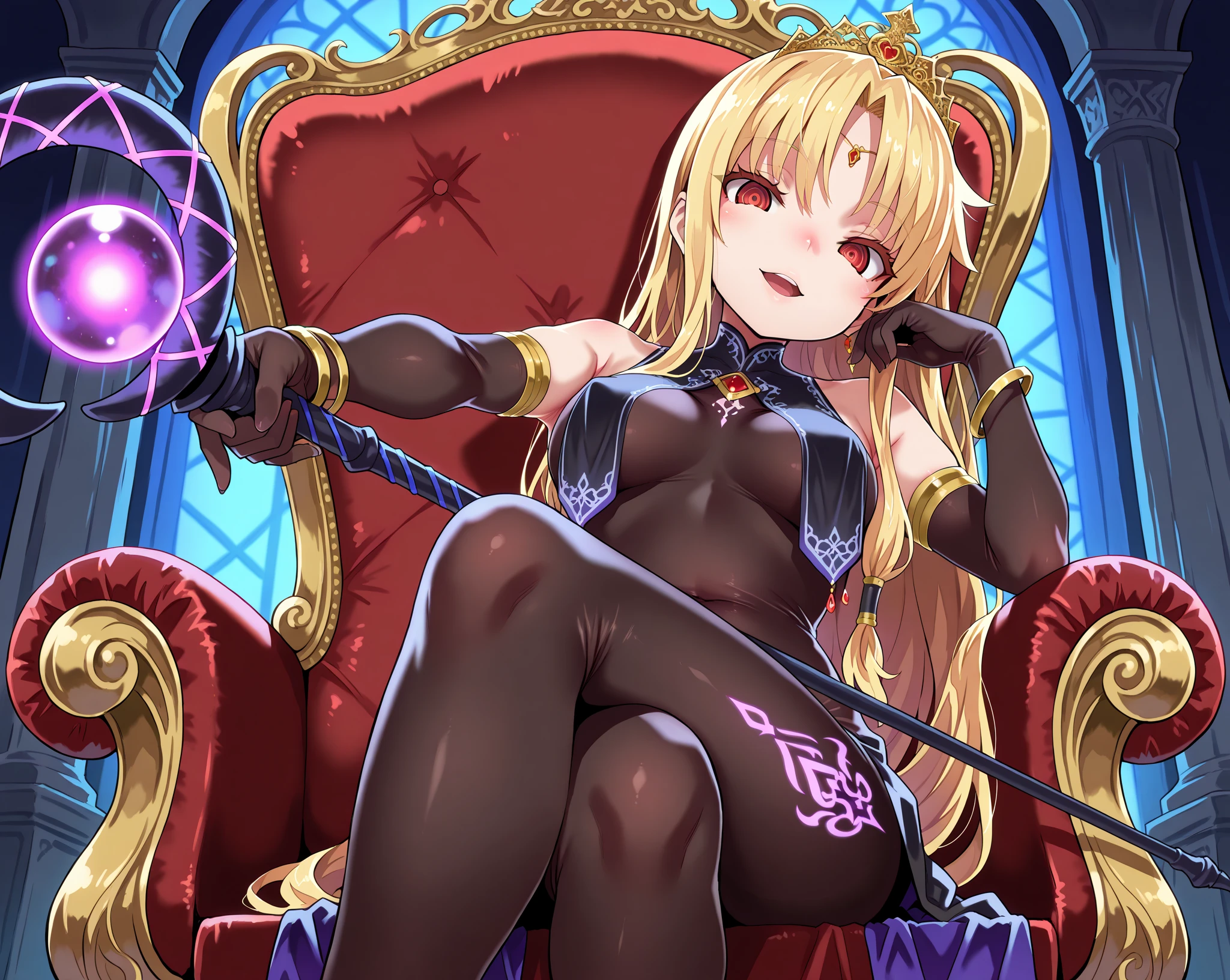 ((masterpiece, best quality)), (1girl), ((mature female)), blush, medium breast, naughty face, cleavage, curvy, thick thighs, wide hips, thin waist, thigh strap,   <lora:corruption_v1:0.6>,({white} lace-trimmed legwear:1.1),(high heels:1.1),nsfw, fingering, schlick, masturbation, anus, pussy, spread legs, lactation, nipples, pussy juice, open pussy, <lora:femaleMasturbation_v1:0.9>, looking at viewer, indoor, (gold hair:1.6),(flandre scarlet:1.6),(evil smile:1.3) ,(crotch tattoo:1.3),(tattoo on underbelly:1.3),(cafeteria:1.1)