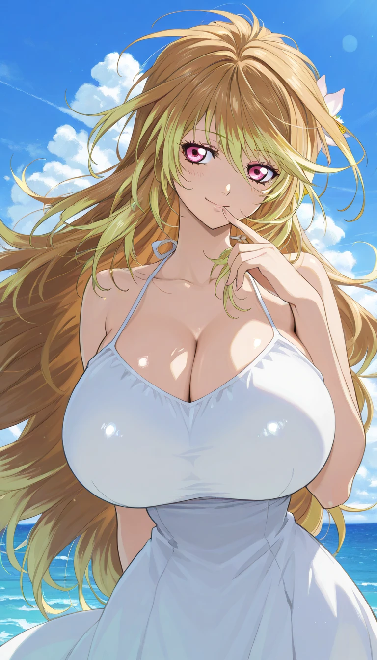 anime girl with big boos and big breasts in a forest, ahegao, ahegao face, seductive anime girl, blonde anime girl with long hair, teasing smile, fine details. girls frontline, detailed digital anime art, with mouth open, tongue out, ecchi, shikamimi, from girls frontline, wearing choker, kawaii realistic portrait, kawacy