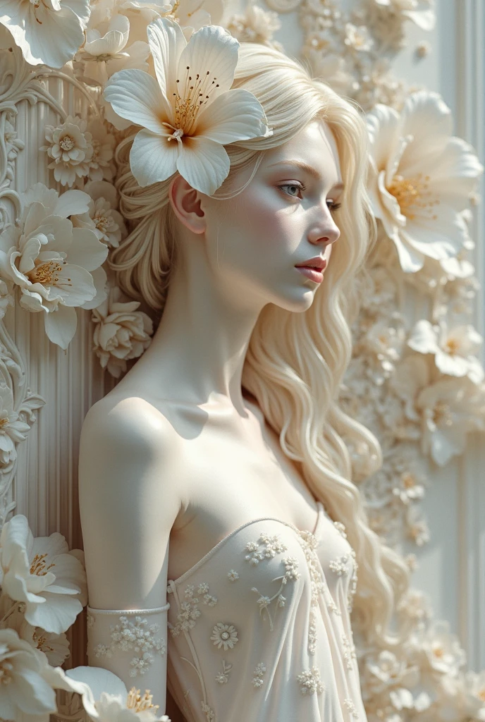 a white plumeria flower that turns into a woman animated