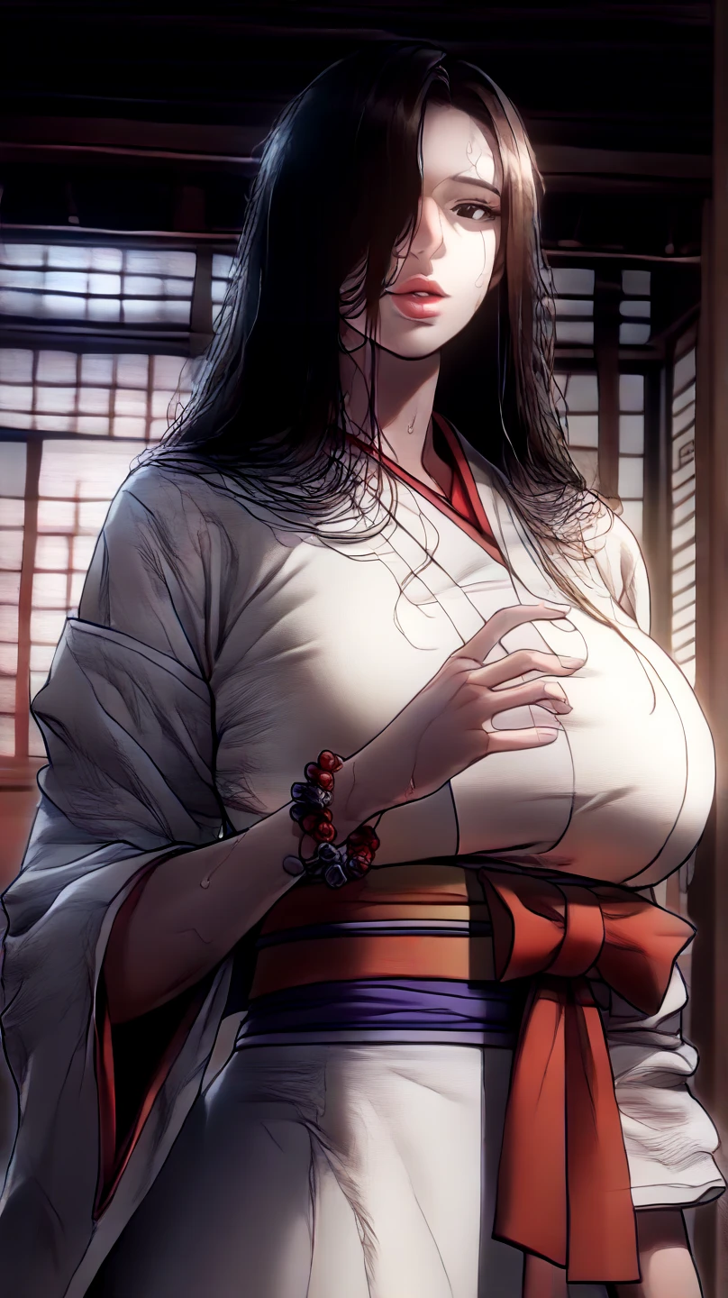 Sadako Yamamura、ghost、Big Breasts、Wet Clotheuscular、pubic hair、high resolution、long hair、Horror、GLAY skin、Late Night、sweaty body、Japanese-style room、Grey Skin