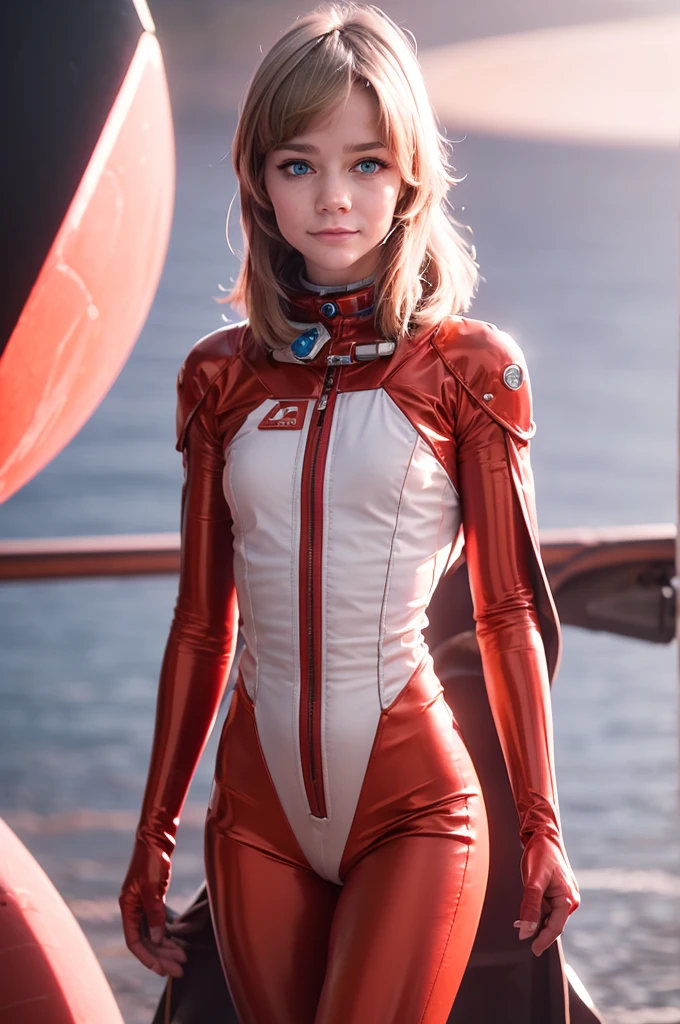 1 woman,5 years,,small ,small андероло,(Background with:spaceship,Artificial satellite,) She has blonde hair,Встаньте на spaceship,visible from the front, Mostly cloudy skies,(((the masterpiece),(Очень подробные обои CG Unity 8K),Best quality,cinematic lighting,detailed background,beautiful detailed eyes,bright students,Blue eyes,(very good and beautiful),(Beautiful and detailed description of the eyes),ultra - detailed,the masterpiece,)),Facing the camera,A high resolution,ultra - detailed),breast-baring,Bare genitals, convex,Legs open,raised sexy,camel toe,Flushed complexion,smile,Desire for dissatisfaction,facade,,astronaut,(Tedious:Spacesuit), (red and white pilot suit, Tight clothes, beauty, cheerful, beautiful, slender body, exoskeleton) Alisa Selezneva