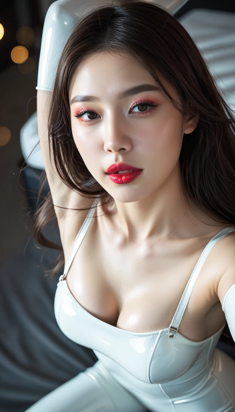 (8ก, Highest quality: 1.2), Extremely detailed, thorough resolution, (realistic, realistic photo: 1.37), Portrait, high definition RAW color photograph, professionally arrested, high definition and beautiful, high definition, 8ก Image wallpaper, Amazing details, Big file size, highly detailed beautiful girl, Extremely detailed face, Finely defined eyes, The skin has a fine texture., Every feature is meticulously displayed., The fingers were neatly outlined., The nose has a precise shape., expressive lips red lipstick , perfect anatomy, background is not blurred, one story, (20:1.2), Twenty generations, cute girl, realistic