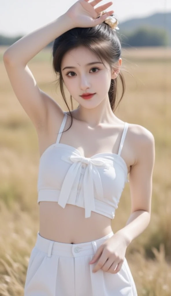 best picture quality，extremely high resolution，Very detailed，stunning girl，sitting in the pool，long eyelashes，big eyes，shining eyes，lying silkworm，plump lips，small nose，a happy expression，Sweet，Exquisite makeup，full-body shot，snow white skin，slim figure，take off shoulders，clavicle，abdomenband，abdomen，abdomen button，Slender white legs，White and tender skin，White embroidered mini skirt，necklace，Showing thighs，lace，Sweet，long hair flying，best quality，masterpiece，full-body shot，facial focus，slim figure，细腰白色abdomenband，imagine，full-body shot
Model: Hanfu, CFG scale: 7, Hire high-end talents: 1.5, Laura: future fashion(0.4)、neon(0.4)、martial arts(0.8)、Asian Face Girls-2(0.4)、poetic fairy tale(0.01)