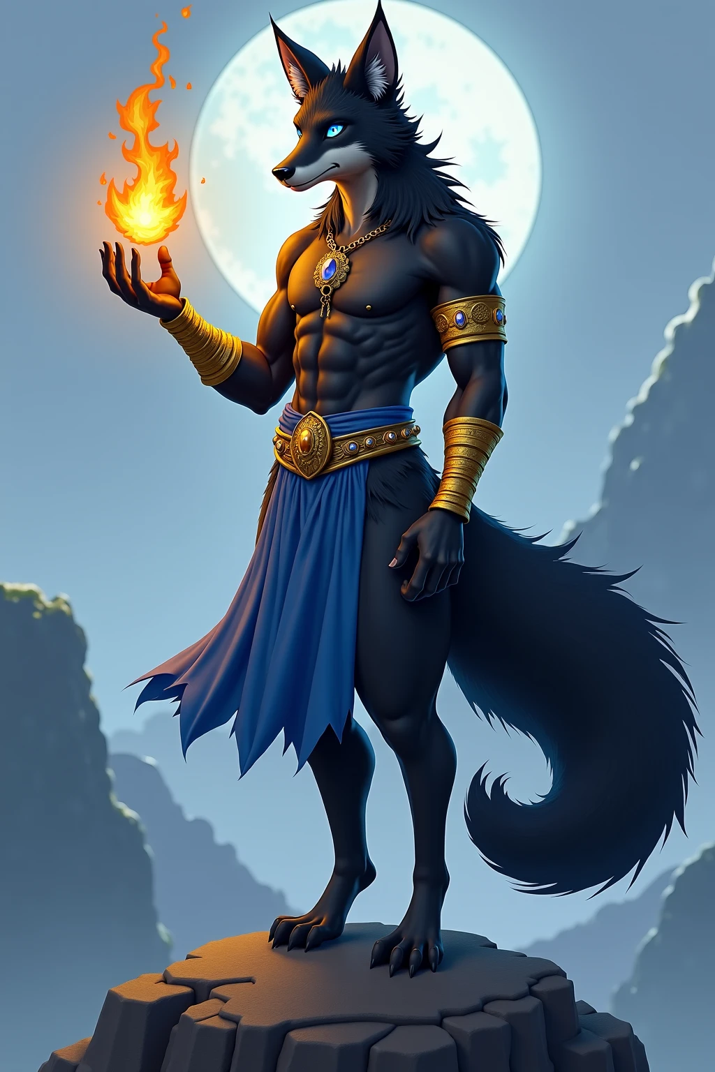 Masterpiece Best quality, the best definition to add aesthetic and lighting details Black girl jackal, egiptian clothes, teen girl, ,black body, ( the best definition in the body, good attributes, styled body, slanted eyes, sensual look) egipt landscape, golden tattoo body, sensual eyes, yellow pupil, he has 2 daggers in his hands, 4 machoke style arms