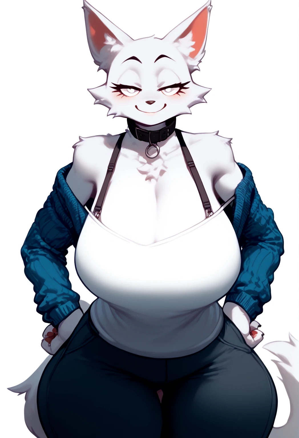 ,girl, (furry),rem (re:zero), muscular female, alternate muscle size,, biceps,upper body, muscular shoulder,,white fur,muscular,
