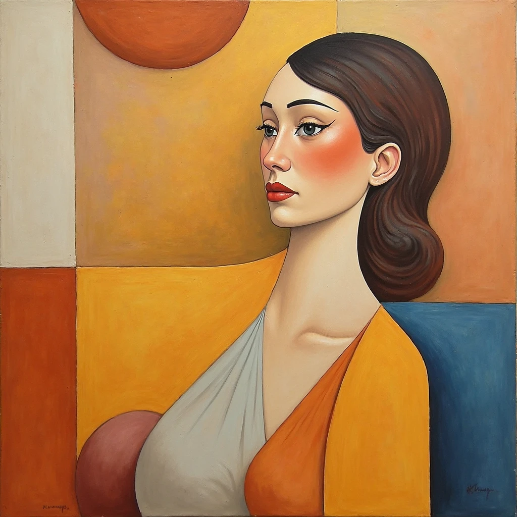 Painting of a lady reclined. Oil painting in the style of Amadeo Modigliani,
