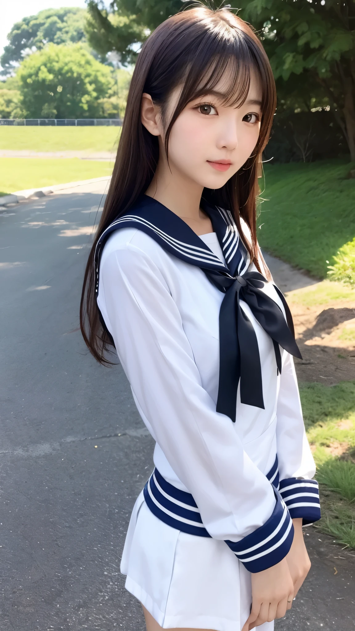 photoreali、photoRealstic　brunette color hair、hair straight、tit、Black eyes、Plump cheeks、Sixteen years old、Big high school girl、Suppin、Short hair tied up，Short ponytail hair，So that it is not exposed、Cute Baby Turtle、a sailor suit、Female Student、bow ribbon、skirt by the、Soaked with sweat　enjoy face expresssion、Laughing expression、Laughing　little breast、tit、Short stature、vaginal、Female genitals、、　Spread your legs boldly、Normal bit、insertion、Vaginal insertion、pubes、Sex life、Sykes、Have sex、sperm、Large number of sperm、Sperm immersion、Intense sex、Secure insertion、cum shots　Background with、Countryside、takeout