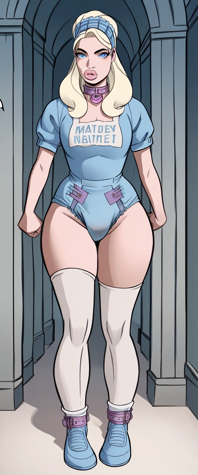 score_9, score_8_up, score_8, (((cartoon, source_cartoon))), rating_explicit, ((Russian clinic, treatment room)), (((Russian futanari nurse))), smirk, solo, rear angle, futanari, fit, tall, detailed background, ((25 years old female)), ((dominant, assertive)), pale skin, blonde hair, medium hair, excessive makeup, (pretty face, perfect face), medium breasts, long legs, (((heavy penis)), (massive penis, extremely long penis, extremely thick penis, wrinkled penis), ((((flaccid penis)))), smelly penis, messy penis, excessive thick foreskin, effusive foreskin, fat foreskin, gigantic glans, heavy glans, detailed glans, (extremely veiny penis, excessive penis veins, penis imperfections), (sagging balls, dangling balls, gigantic balls, heavy balls, full balls, imperfect assymetrical balls, engorged balls, wrinkled balls), balls details, penis detail, glans detail), symmetrical face, looking at viewer, both eyes are the same, ((((open lab), black stockings))), ((evening, shadows, (volumeric lighting), light rays))