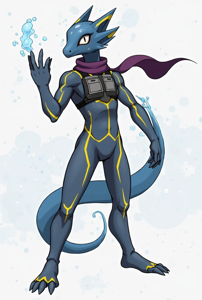 zero suit ridley, anthropomorphic, muscular, shiny spandex, full body portrait, blue spandex catsuit
